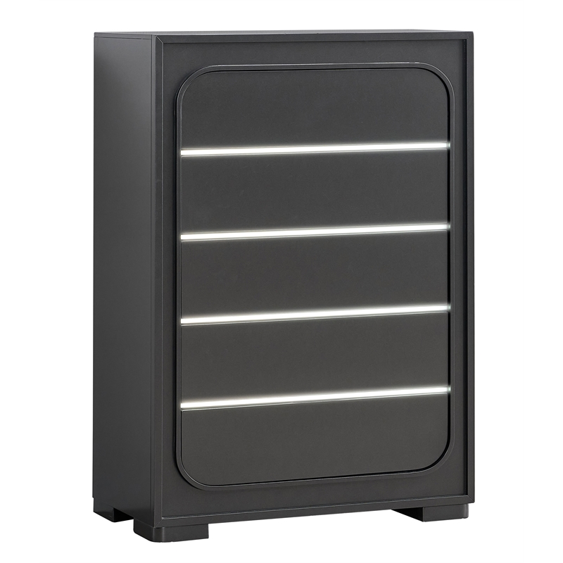 Glory Furniture Wave 5-Drawers Wood Bedroom Chest in Wenge