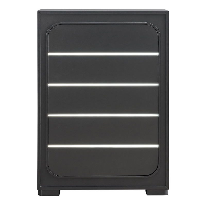 Glory Furniture Wave 5-Drawers Wood Bedroom Chest in Wenge