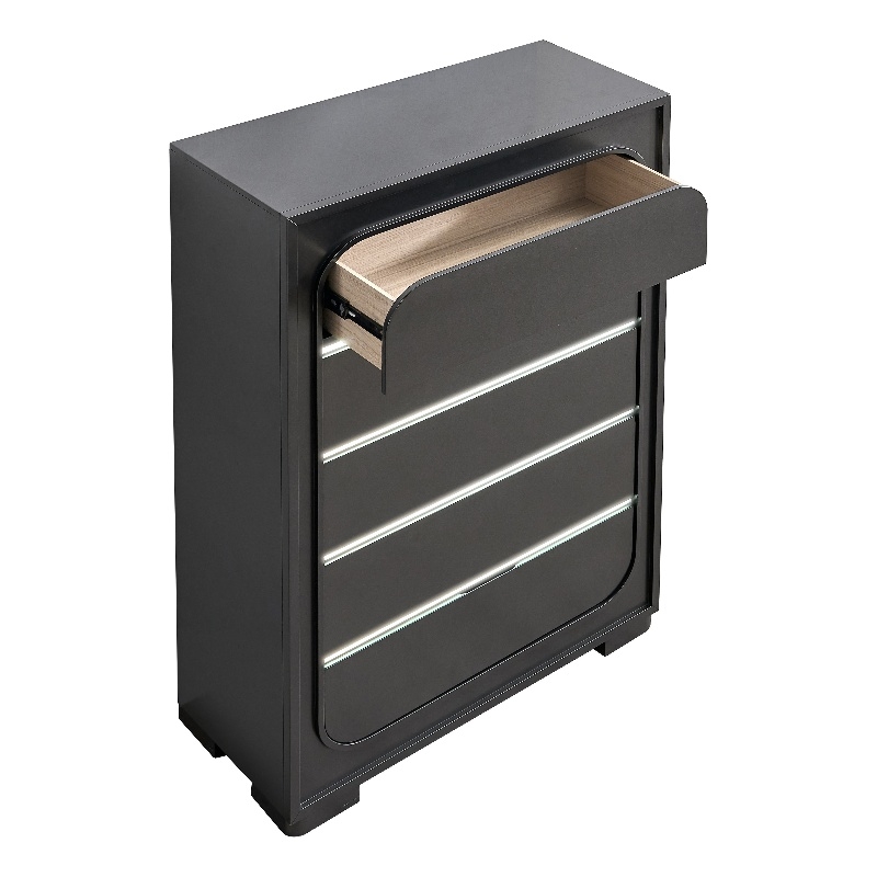 Glory Furniture Wave 5-Drawers Wood Bedroom Chest in Wenge