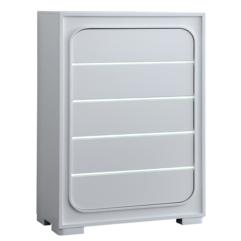 Glory Furniture Milan 5-Drawers Wood Bedroom Chest in White