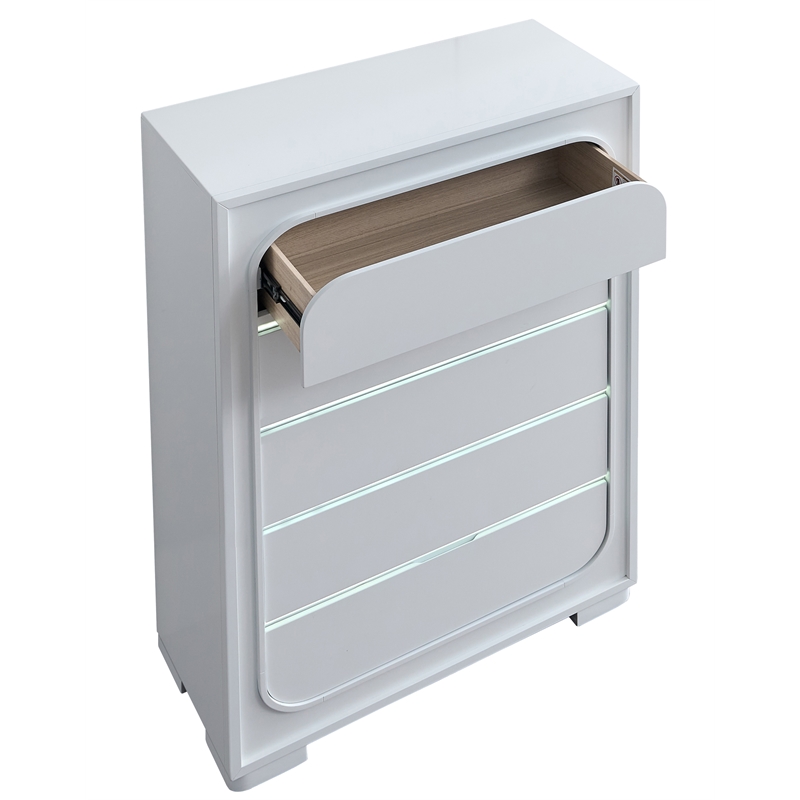Glory Furniture Milan 5-Drawers Wood Bedroom Chest in White