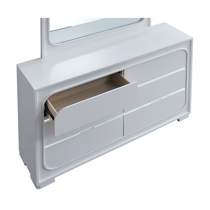 Glory Furniture Milan 6-Drawers Wood Bedroom Dresser in White