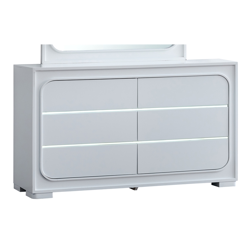 Glory Furniture Milan 6-Drawers Wood Bedroom Dresser in White