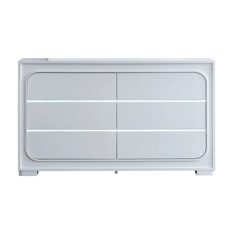 Glory Furniture Milan 6-Drawers Wood Bedroom Dresser in White