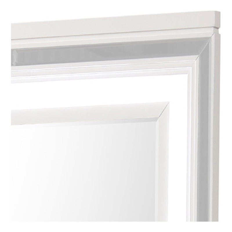 Glory Furniture Genoa Bedroom Mirror with Mirror Trim Strips in Sparkling White