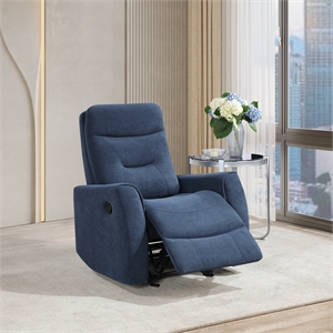 Glory Furniture Paterson Swivel Recliner in Blue