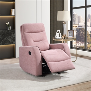 Glory Furniture Paterson Swivel Recliner in Pink