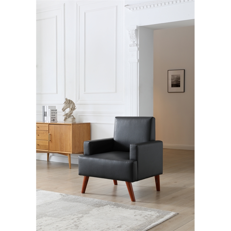 Glory Furniture Ventura Faux Leather Accent Chair in Black