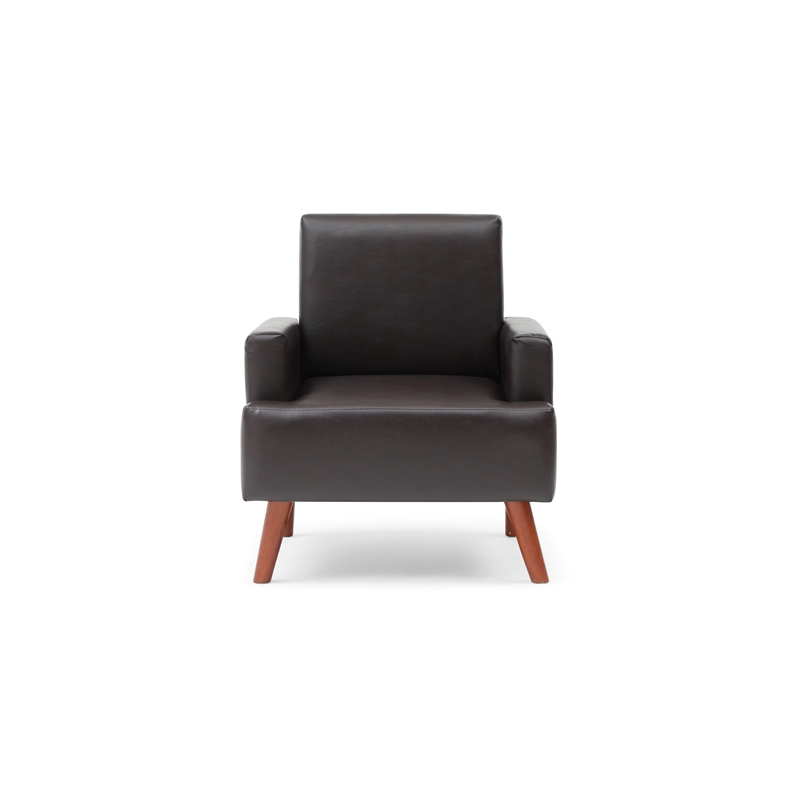 Glory Furniture Ventura Faux Leather Accent Chair in Dark Brown