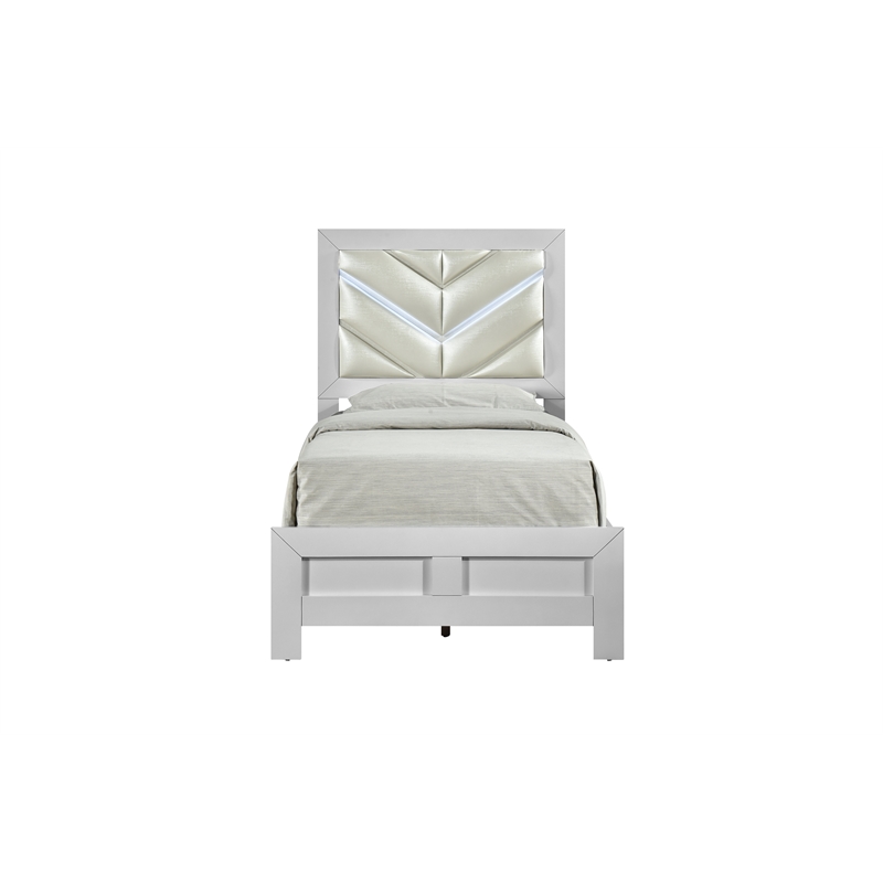 Glory Furniture Moreland Twin Bed in Sparkling White