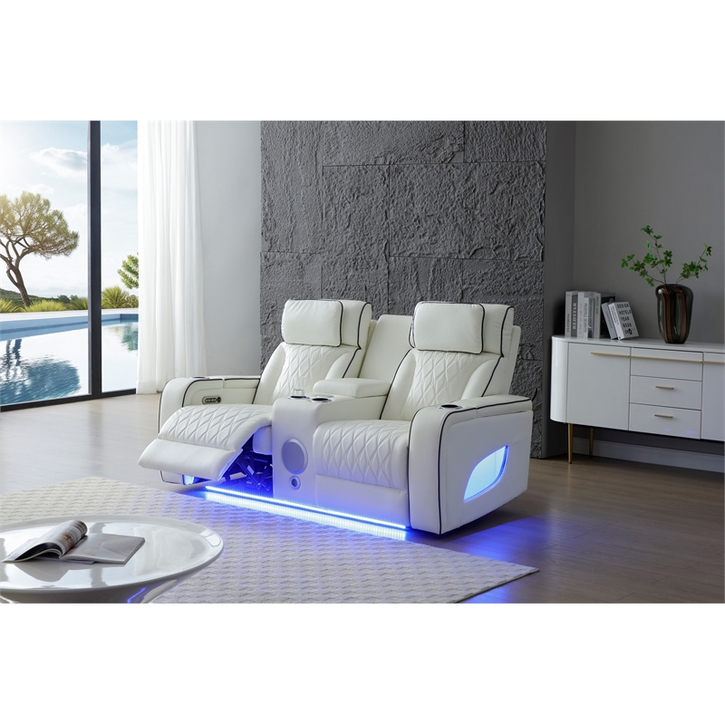 Glory Furniture Lumin Reclining Loveseat In White