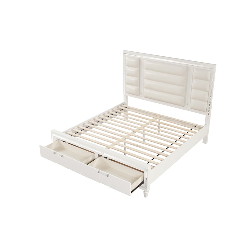 Glory Furniture Genoa Queen Bed in Sparkling White