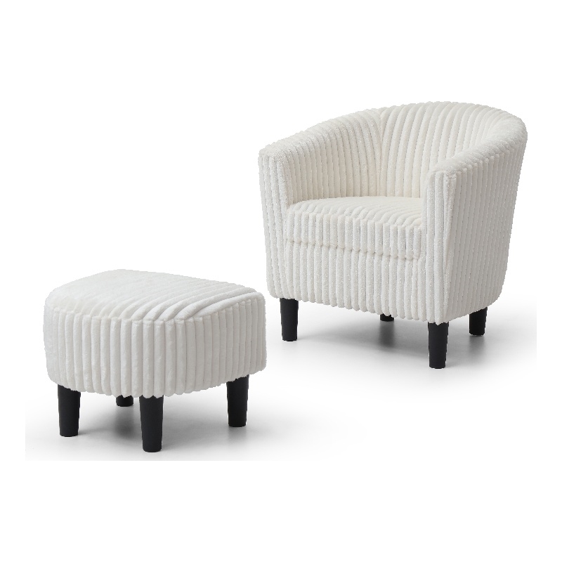 Glory Furniture Salem G00205-C Chair+Ottoman White