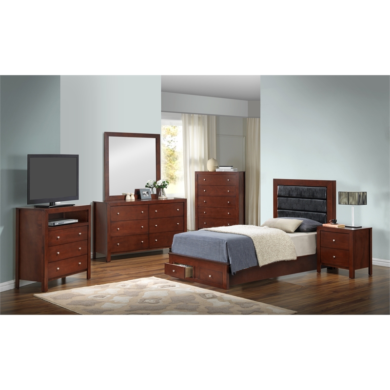 Glory Furniture Burlington G2400C-QSB Queen Storage Bed Cherry
