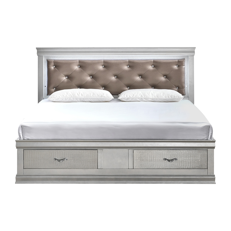 Glory Furniture Lorana G6500D-KSB2 King Bed in Silver Champagne