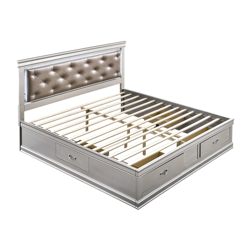 Glory Furniture Lorana G6500D-KSB2 King Bed in Silver Champagne