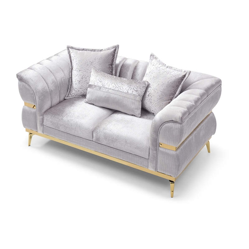 Glory Furniture Eaton G00244A-L Loveseat Shiny Silver