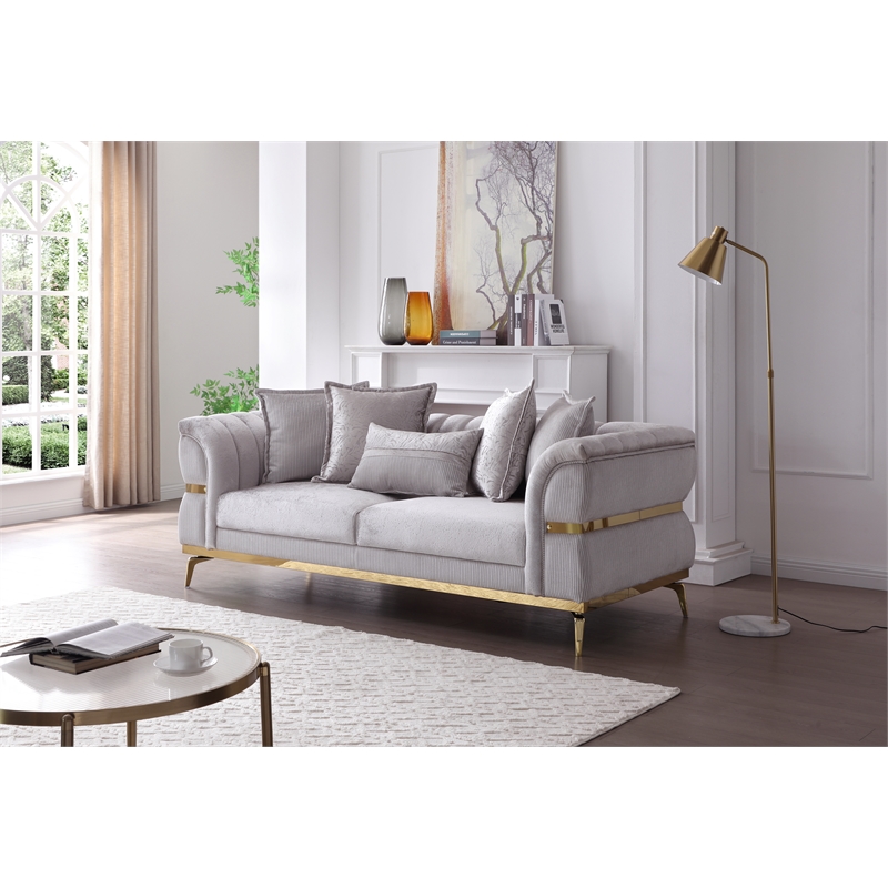 Glory Furniture Eaton G00244A-L Loveseat Shiny Silver