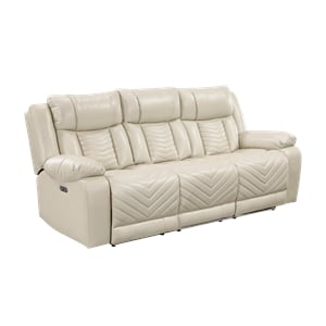 Glory Furniture Sensa G00727A-RS Power Reclining Sofa W/Table W/Led Belt Beige Faux Leather