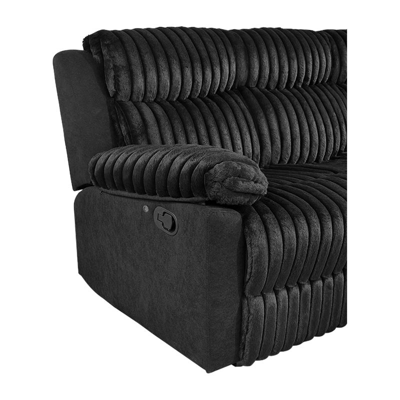 Glory Furniture Plush G00923A-RS 3 Seaters Sofa W/Table W/ Led Belt Black Teddy Fabric