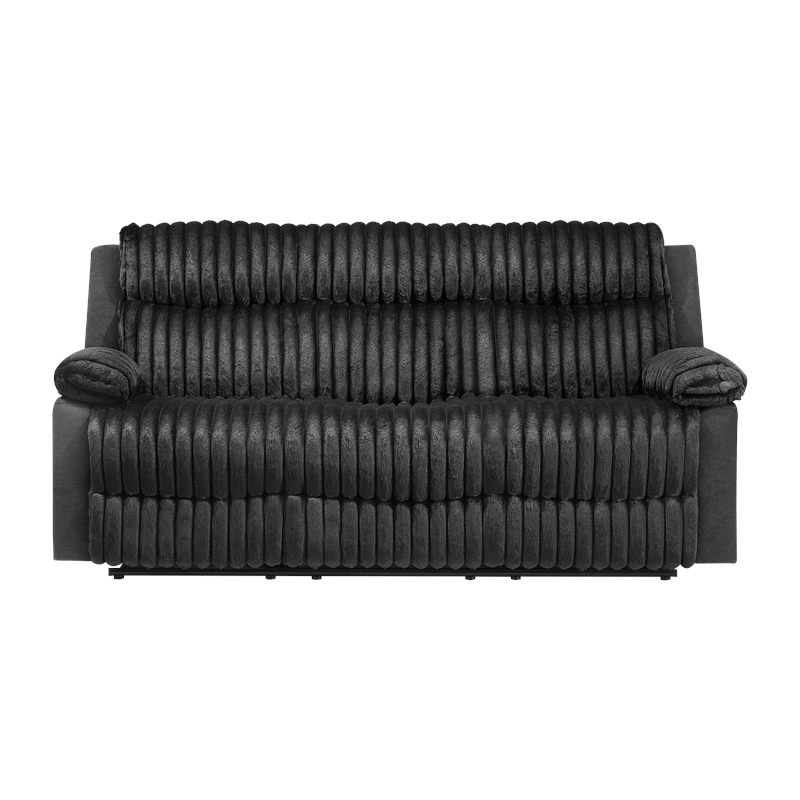 Glory Furniture Plush G00923A-RS 3 Seaters Sofa W/Table W/ Led Belt Black Teddy Fabric