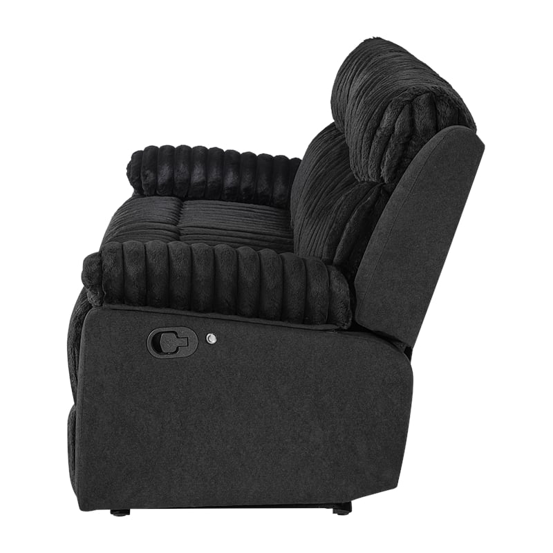 Glory Furniture Plush G00923A-RS 3 Seaters Sofa W/Table W/ Led Belt Black Teddy Fabric