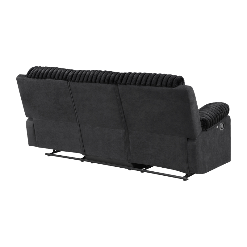 Glory Furniture Plush G00923A-RS 3 Seaters Sofa W/Table W/ Led Belt Black Teddy Fabric
