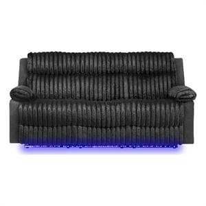 Glory Furniture Plush G00923A-RS 3 Seaters Sofa W/Table W/ Led Belt Black Teddy Fabric