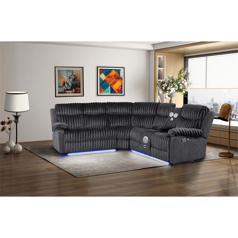 Glory Furniture Plush G00923B-SC Sectional in Black