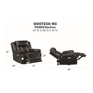 Glory Furniture Sensa G00723A-RC Power Reclining Chair W/ Led Black