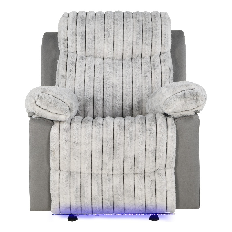Glory Furniture Plush G00925A-RC Glider Recliner Chair W/ Led Belt Gray
