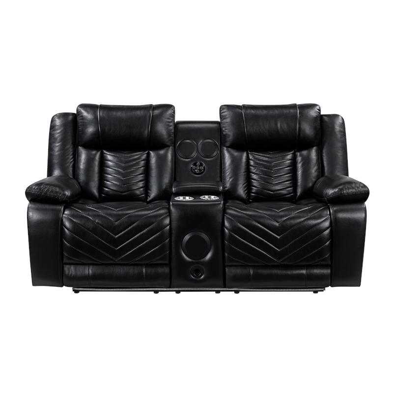 Glory Furniture Sensa Faux Leather Power Reclining Loveseat in Black
