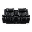 Glory Furniture Sensa Faux Leather Power Reclining Loveseat in Black