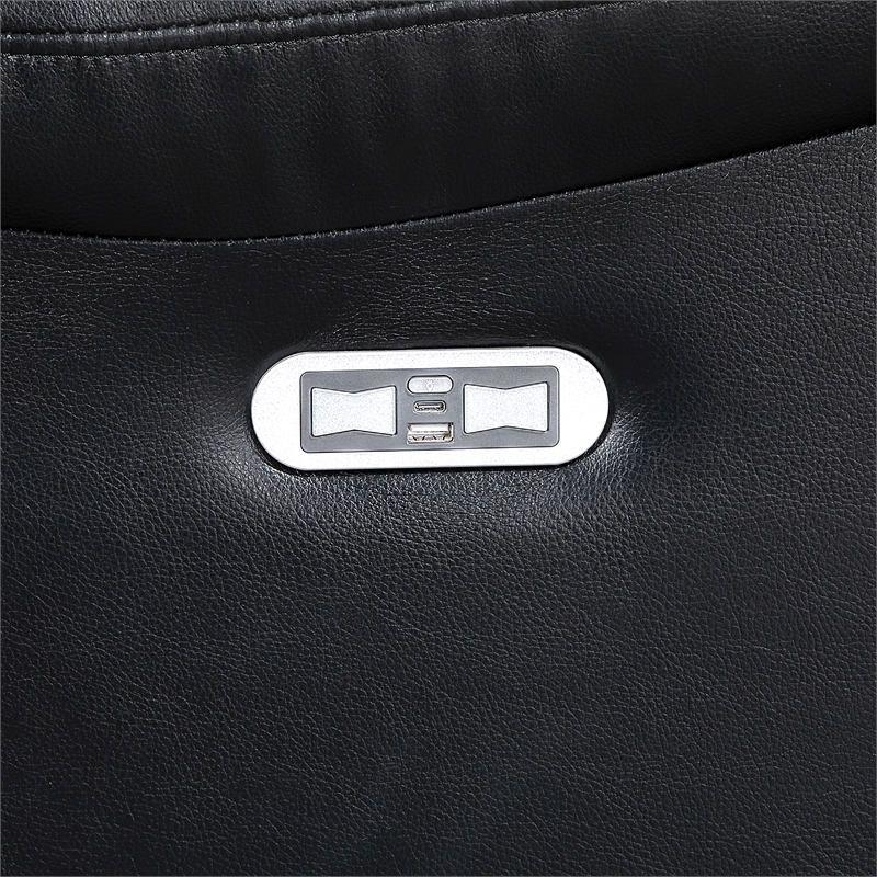 Glory Furniture Sensa Faux Leather Power Reclining Loveseat in Black
