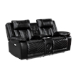 Glory Furniture Sensa Faux Leather Power Reclining Loveseat in Black