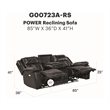 Glory Furniture Sensa G00723A-RS Power Reclining Sofa W/Table W/Led Belt Black