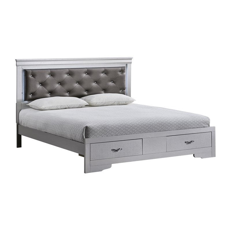 Glory Furniture Lorana G6500F-KSB King Bed Silver Champagne