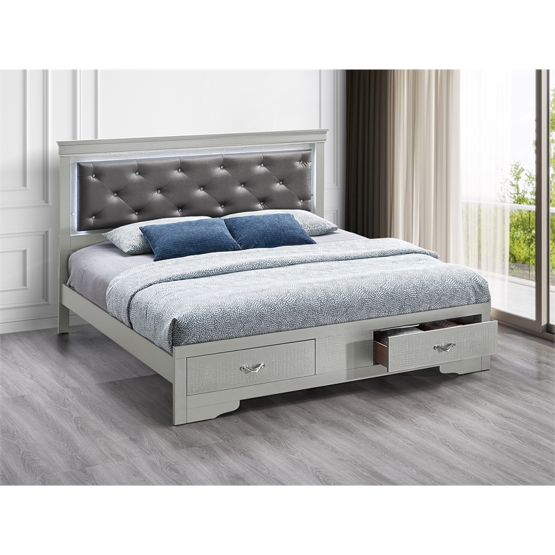 Glory Furniture Lorana G6500F-KSB King Bed Silver Champagne