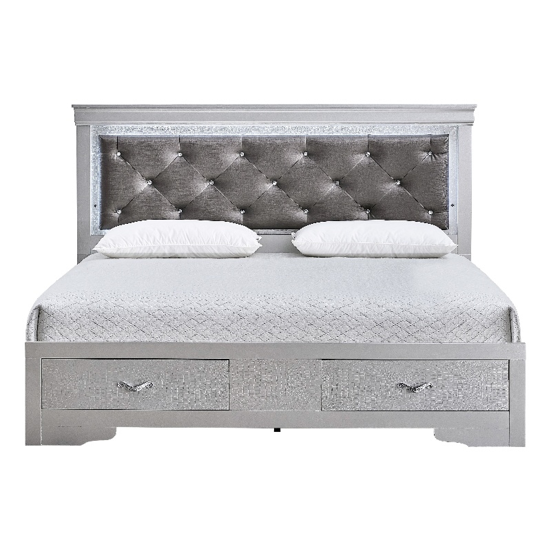Glory Furniture Lorana G6500F-KSB King Bed Silver Champagne