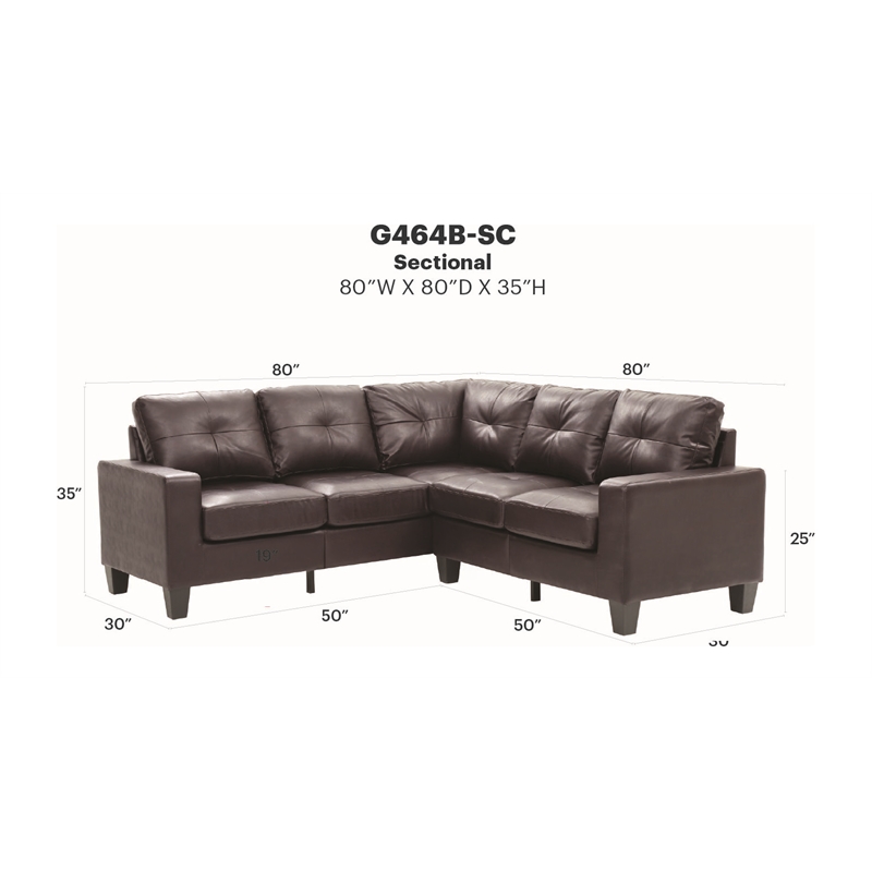 Glory Furniture Newbury G464B-SC Sectional Cappuccino Faux Leather