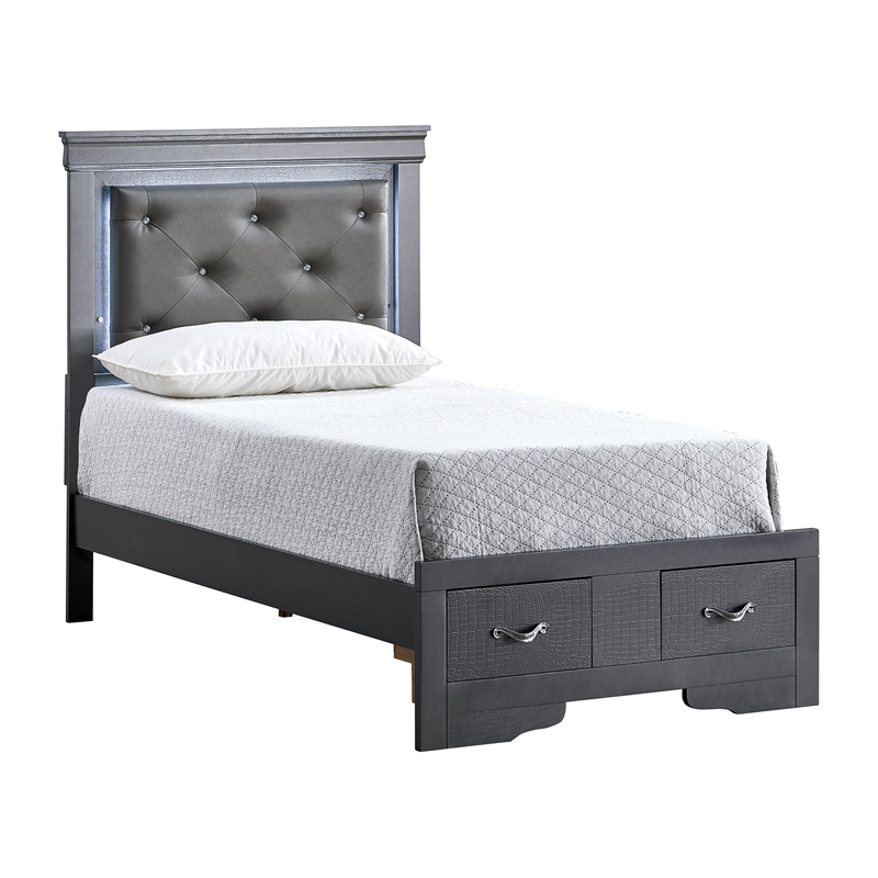 Glory Furniture Lorana G6502F-TSB Twin Bed Gunmetal Gray