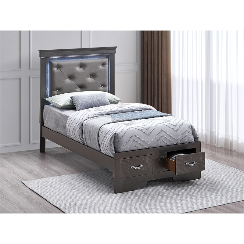 Glory Furniture Lorana G6502F-TSB Twin Bed Gunmetal Gray
