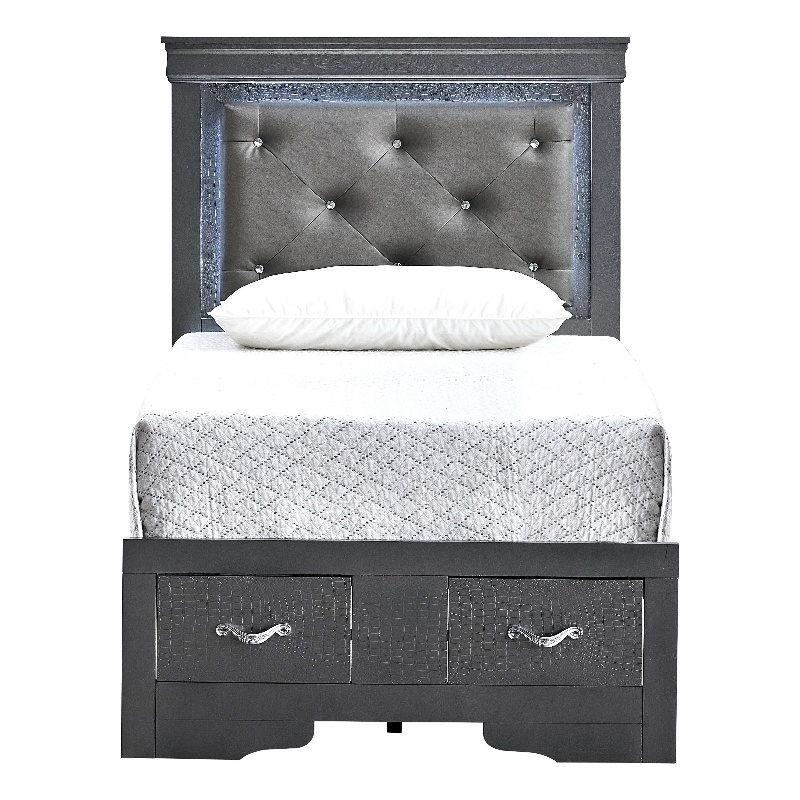 Glory Furniture Lorana G6502F-TSB Twin Bed Gunmetal Gray