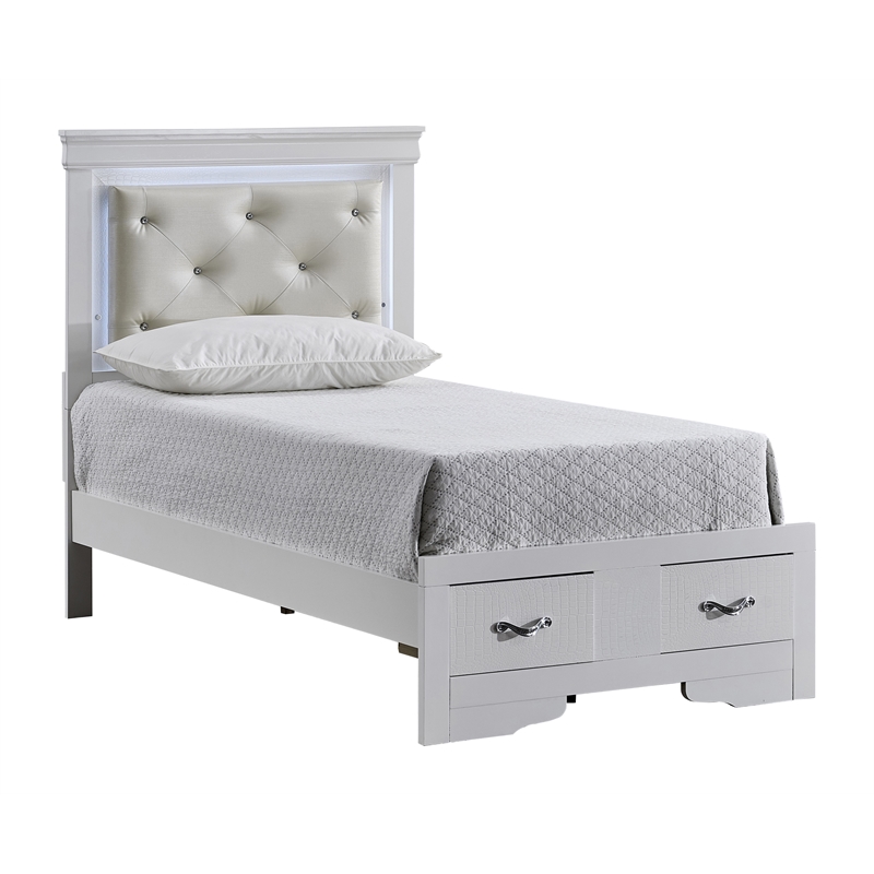 Glory Furniture Lorana G6590F-TSB Twin Bed Sparkling White