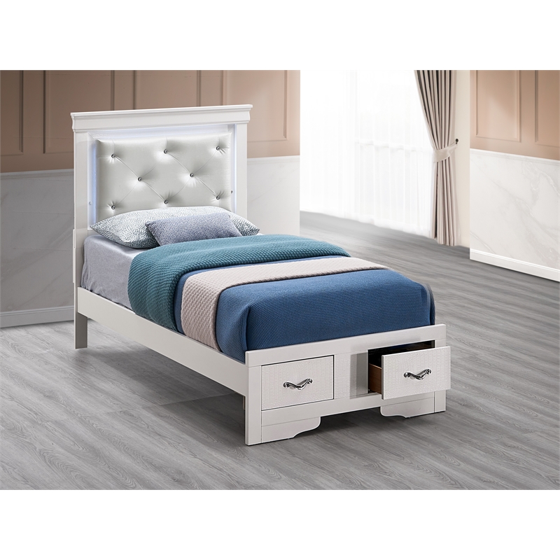 Glory Furniture Lorana G6590F-TSB Twin Bed Sparkling White