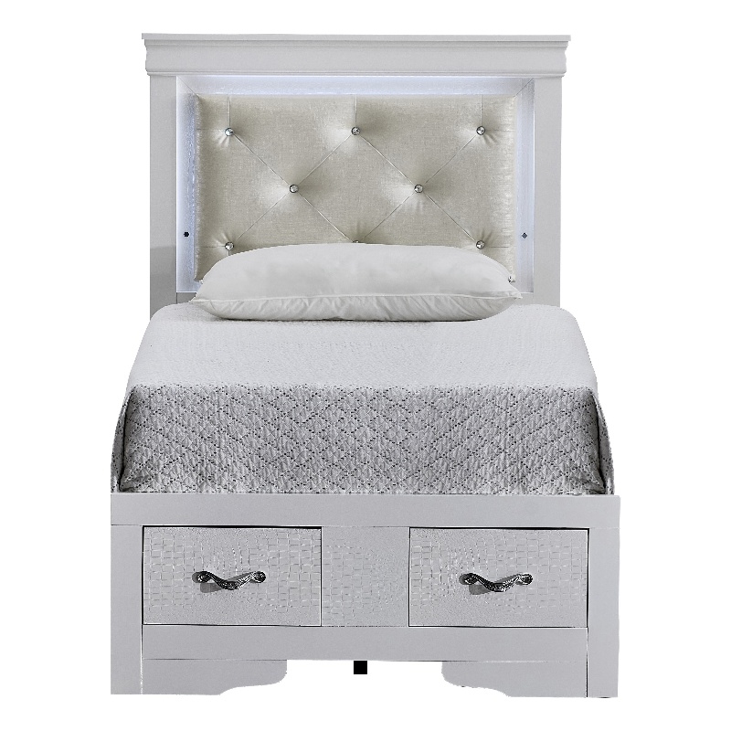 Glory Furniture Lorana G6590F-TSB Twin Bed Sparkling White