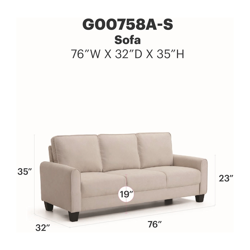 Glory Furniture Dallas G00758A-S Sofa Ivory  Fabric