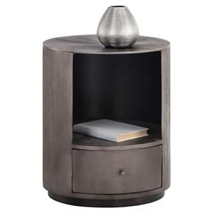 Sunpan Siena 19&quot Round Modern Metal Nightstand in Brown/Bronze