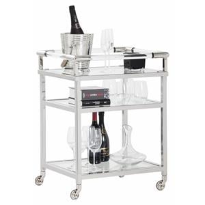 Sunpan Margo 18&quot Modern Metal Bar Cart with Acrylic Handles in Silver