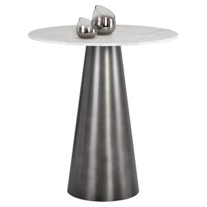 Sunpan Damon 35.5&quot Contemporary Marble Bar Table in Gunmetal/White